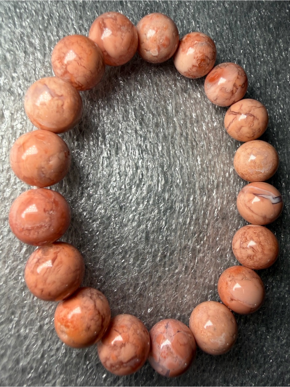 Beautiful 11MM Peachy Pink Agate Natural Crystal Bracelet